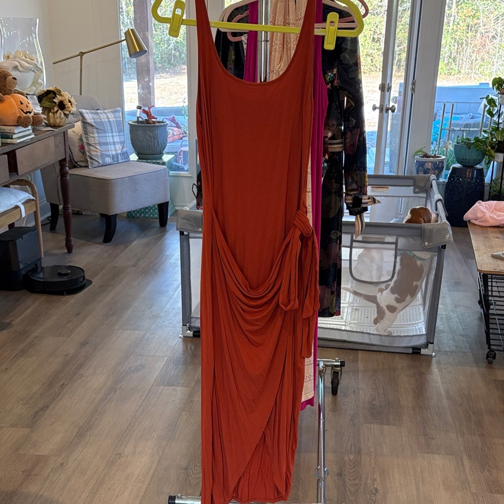 Elegant High Low Dress in Rust